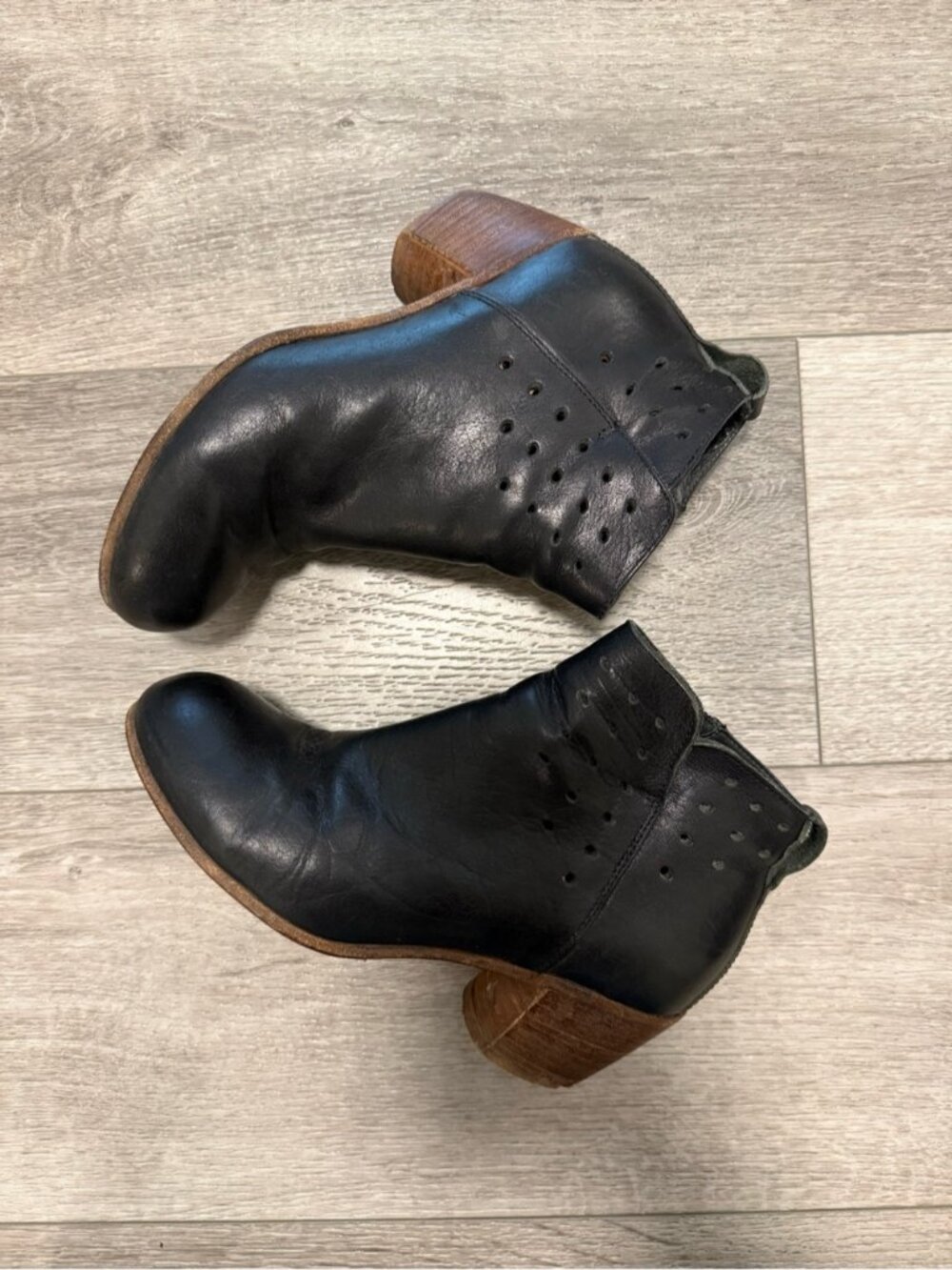 MOMA BLACK Ankle Leather Boots heeled booties size 36.5 made in Italy - Picture 12 of 13